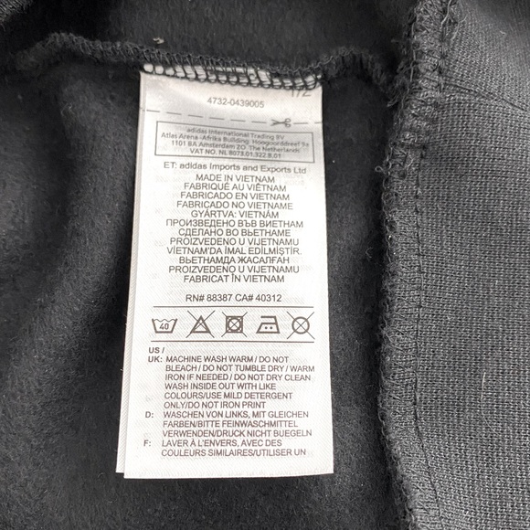 Adidas Black Linear Logo 3- Stripe Pullover Hoodie Unisex - Size Small - Picture 7 of 8